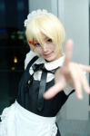 aka_(morimori) apron blonde_hair blouse cosplay glasses hairband jumper maid maid_uniform original rating:Safe score:1 user:nil!