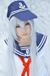 blue_hair cosplay hat hibiki_(kantai_collection) kantai_collection mamitan sailor_uniform school_uniform rating:Safe score:0 user:nil!
