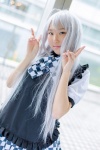 apron bowtie croptop dress haiyore!_nyaruko-san haku_tamako nyaruko silver_hair rating:Safe score:0 user:pixymisa