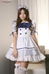 :3 apron dress hairband maid maid_uniform momohara_mina thighhighs zettai_ryouiki rating:Safe score:2 user:nil!