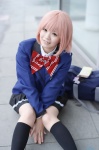 aihara_sakuto blazer blouse cosplay kneesocks pantyhose pink_hair pleated_skirt school_uniform sheer_legwear skirt tagme_character tagme_series rating:Safe score:0 user:nil!