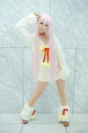 bow choker cosplay heterochromia k neko_(k) pantyhose pink_hair seri sheer_legwear sweater rating:Safe score:1 user:pixymisa