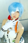 ayanami_rei blue_hair cosplay detached_sleeves dress eyepatch gloves lilim_(cosplayer) neon_genesis_evangelion red_eyes rating:Safe score:1 user:pixymisa