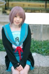 cardigan cosplay nagato_yuki pleated_skirt purple_hair sailor_uniform school_uniform skirt soubi_zero suzumiya_haruhi_no_yuuutsu rating:Safe score:0 user:nil!