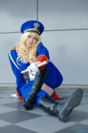 band_uniform blonde_hair bodysuit boots chaps cosplay gloves hat kii_anzu macross macross_frontier microphone sheryl_nome rating:Safe score:1 user:nil!
