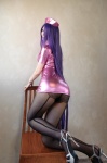 ass black_legwear cosplay dress ikkitousen kanu_unchou kibashi nurse nurse_cap nurse_uniform pantyhose purple_hair rating:Safe score:4 user:nil!