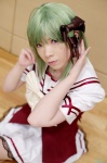 cosplay green_hair hair_ribbon miniskirt pantyhose pleated_skirt ryuuna sailor_uniform school_uniform shigure_asa shuffle! skirt slip rating:Safe score:0 user:nil!