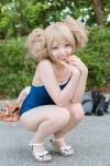 aisaka_taiga blonde_hair cosplay hair_buns koyomi pantyhose school_swimsuit swimsuit toradora! rating:Safe score:3 user:pixymisa