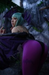 ass bodysuit cosplay detached_sleeves green_hair head_wings morrigan_aensland non_(ii) purple_legwear tag☆communication vampire_(game) wings rating:Safe score:6 user:nil!