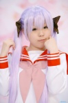 cosplay hair_ribbons hiiragi_kagami lucky_star purple_hair sailor_uniform school_uniform touya twintails rating:Safe score:0 user:nil!