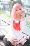 berry_berry cosplay dress makise_anji pink_hair sailor_uniform school_uniform thighhighs yukinohara_sasahime zettai_ryouiki rating:Safe score:2 user:nil!