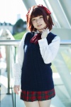 amami_haruka blouse cosplay hair_ribbons hana_(iii) idolmaster pleated_skirt ribbon_tie skirt sweater rating:Safe score:0 user:pixymisa