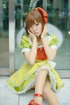 bowtie cosplay crinoline dress hagiwara_yukiho hairbow idolmaster maitako pantyhose sheer_legwear rating:Safe score:1 user:pixymisa