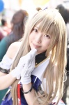 amatsuka_miyu apron blonde_hair cosplay dress gloves love_live!_school_idol_project minami_kotori side_ponytail tie rating:Safe score:0 user:nil!