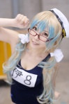 amatsuka_miyu beret cosplay glasses i-8_(kantai_collection) kantai_collection multi-colored_hair school_swimsuit swimsuit twintails rating:Safe score:0 user:nil!