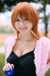cleavage cosplay dress ichigosaki_maron nami_(one_piece) one_piece orange_hair staff vest rating:Safe score:1 user:nil!