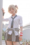 blonde_hair blouse cosplay original pleated_skirt school_uniform side_ponytail sikyou_ituya skirt tie rating:Safe score:3 user:xkaras
