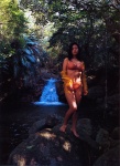bikini blouse cleavage isoyama_sayaka open_clothes soft swimsuit waterfall wet rating:Safe score:0 user:nil!