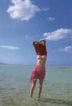 bikini_top cleavage hasegawa_emi miniskirt ocean shirt_lift skirt swimsuit tshirt rating:Safe score:1 user:nil!