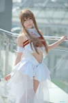 asuna_(sao) blonde_hair bow cosplay dress hoshina_aimi keyhole skirt_train sword_art_online rating:Safe score:0 user:pixymisa