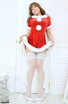 4k-star_261 dress dress_lift santa_costume shirakawa_mina white_legwear zettai_ryouiki rating:Safe score:1 user:nil!