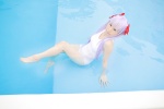cosplay hairbow jinno_hikari kamui_arisa makai_tenshi_djibril one-piece_swimsuit pool purple_hair swimsuit twintails wet rating:Safe score:1 user:nil!