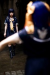 blue_hair boots cosplay hagihara_shiogi hairbows miniskirt momose_riyu sailor_uniform school_uniform skirt suu yukariki_ichihime zaregoto_series rating:Safe score:0 user:nil!