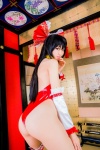 ass boots cosplay detached_sleeves hairbow hakurei_reimu mike one-piece_swimsuit swimsuit thigh_boots thighhighs touhou rating:Safe score:9 user:nil!