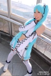 aqua_hair cosplay detached_sleeves hair_ribbons hatsune_miku microphone miniskirt nei project_diva skirt thighhighs twintails vocaloid zettai_ryouiki rating:Safe score:0 user:pixymisa