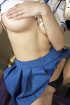 ashiya_noriko blue_hair cleavage cosplay croptop ikkitousen kanu_unchou panties pleated_skirt sefiuku skirt rating:Safe score:5 user:nil!