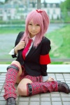 blazer blouse cosplay hazuki_minami hinamori_amu leggings pink_hair pleated_skirt school_uniform shugo_chara! side_ponytail skirt tie rating:Safe score:1 user:nil!