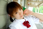 blouse cosplay hair_ribbons kodama_hikaru school_uniform sweater_vest tachibana_minami train_station twintails yakin_byoutou rating:Safe score:0 user:nil!