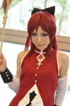 aisera_mune cosplay detached_sleeves hairbow puella_magi_madoka_magica red_hair sakura_kyouko staff rating:Safe score:0 user:pixymisa