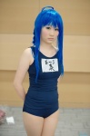 ahoge blue_hair braid cosplay izumi_konata kinuka lucky_star pantyhose school_swimsuit swimsuit rating:Safe score:2 user:nil!