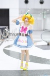 aikatsu! apron blonde_hair cosplay dress hairbows nariko pantyhose saegusa_kii sheer_legwear twintails rating:Safe score:0 user:nil!