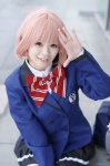 aihara_sakuto blazer blouse cosplay pantyhose pink_hair pleated_skirt school_uniform sheer_legwear skirt tagme_character tagme_series rating:Safe score:0 user:nil!