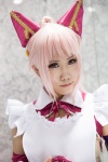 aldra animal_ears apron armor cat_ears cosplay croptop detached_sleeves pink_eyes pink_hair queen's_blade_rebellion tsutsumi_tsuya rating:Safe score:0 user:pixymisa
