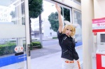 blonde_hair blouse cosplay familymart hairband hair_clips kagamine_rin shorts tie vocaloid yu rating:Safe score:1 user:nil!