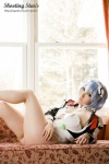 ayanami_rei blue_hair cleavage cosplay hairband jacket neon_genesis_evangelion one-piece_swimsuit saku swimsuit white_end_type_zero rating:Safe score:0 user:nil!