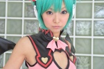 aqua_hair cosplay dress hatsune_miku headset necoco necosmo twintails vocaloid wings world_is_mine_(vocaloid) rating:Safe score:0 user:nil!