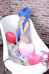 bathroom bathtub blue_hair boots bottomless cosplay halter_top himemiya_mahore izumi_konata leggings lucky_star ponytail rating:Questionable score:4 user:nil!