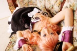 corset cosplay garrison_cap macross macross_frontier microphone miniskirt multi-colored_hair sachi_budou sheryl_nome skirt thighhighs rating:Safe score:0 user:nil!