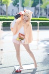 blonde_hair cosplay doma_umaru hamster_costume himouto!_umaru-chan pantyhose sheer_legwear shorts tshirt yui_(ii) rating:Safe score:3 user:nil!