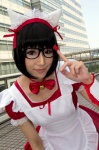 apron bow cosplay cuffs glasses headband maid maid_uniform original ribbons wakame rating:Safe score:0 user:pixymisa