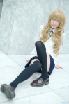 aisaka_taiga blonde_hair blouse cosplay hoshitamu pleated_skirt school_uniform skirt thighhighs toradora! zettai_ryouiki rating:Safe score:5 user:nil!