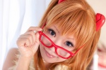 blue_eyes boa cosplay glasses hair_pods looking_over_glasses neon_genesis_evangelion red_hair soryu_asuka_langley tachibana_remika twintails rating:Safe score:1 user:pixymisa