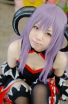 angel_mort apron cleavage cosplay detached_sleeves dress hanyuu higurashi_no_naku_koro_ni horns purple_hair thighhighs waitress waitress_uniform yuzuko rating:Safe score:1 user:nil!