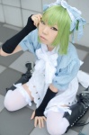 apron boots cosplay dress elbow_gloves fingerless_gloves gloves green_hair hairband maid maid_uniform shinsyou_mikan tagme_character thighhighs zettai_ryouiki zone-00 rating:Safe score:0 user:nil!
