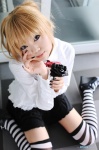 amane_misa blonde_hair cosplay death_note handcuffs rose school_uniform striped taku_anko thighhighs twintails rating:Safe score:1 user:nil!