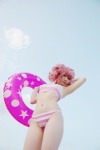 anya_alstreim beach code_geass cosplay croptop hairband ocean panties pink_hair striped tatsuki rating:Safe score:3 user:nil!
